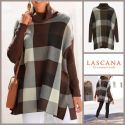 LASCANA Poncho Pullover kariert Braun