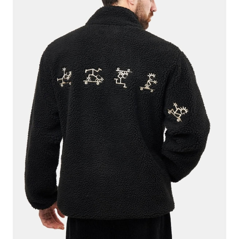 Vans Unisex-Teddyjacke Schwarz mit Stickmotiven