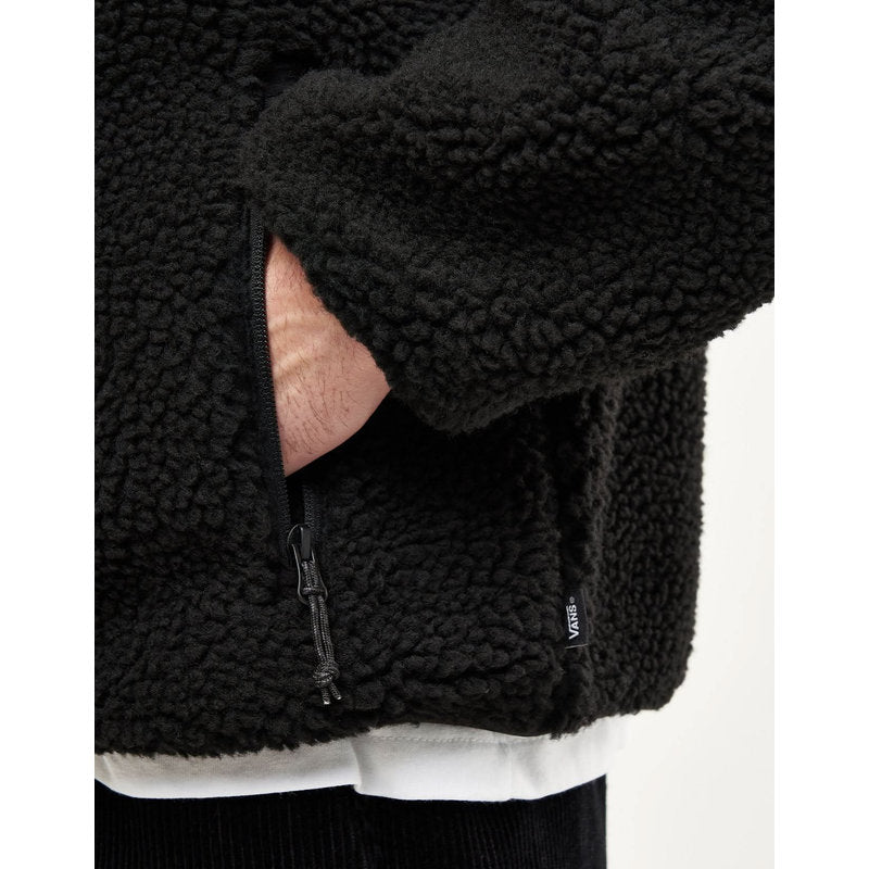 Vans Unisex-Teddyjacke Schwarz mit Stickmotiven