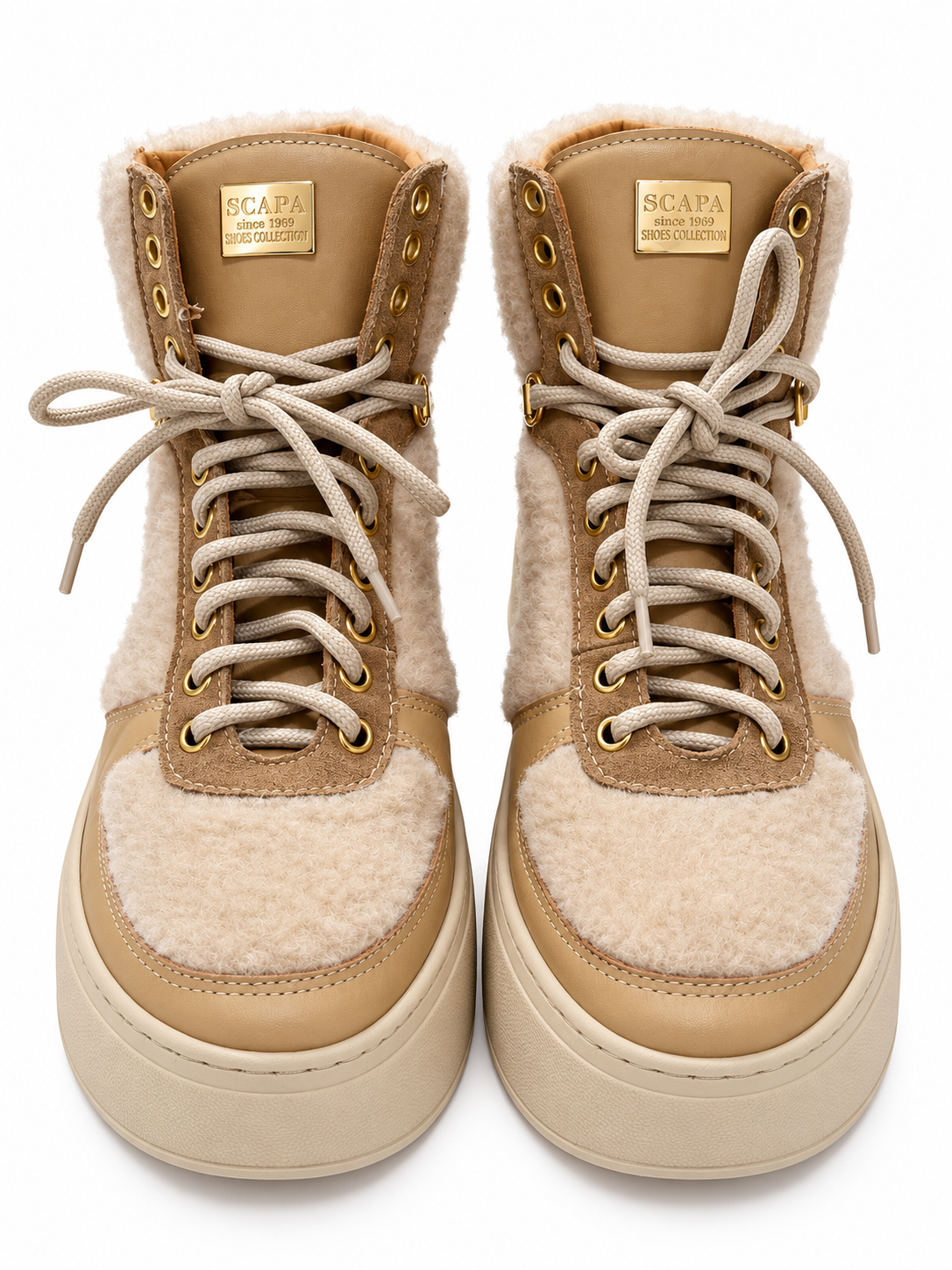 SCAPA Damen-Plateausneaker mit Warmfutter – Beige