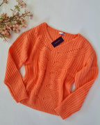 LASCANA Pullover in Ajourstrick, Orange, Vorderansicht