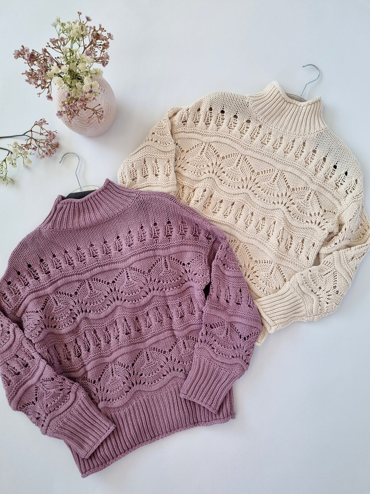 Vivance Damen-Strickpullover mit Lochstrickmuster