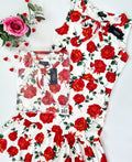 Melrose Kleid mit Rosendruck, Detail des Musters