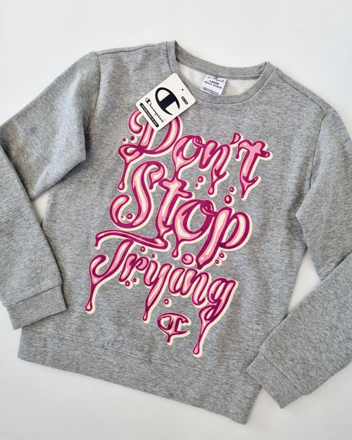 Champion Kinder Shirt Don't Stop Trying Grau/Pink – Ansicht 2