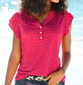 LASCANA Shirt mit Punktedruck in Rot, am Modell