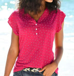 LASCANA Shirt mit Punktedruck in Rot, am Modell