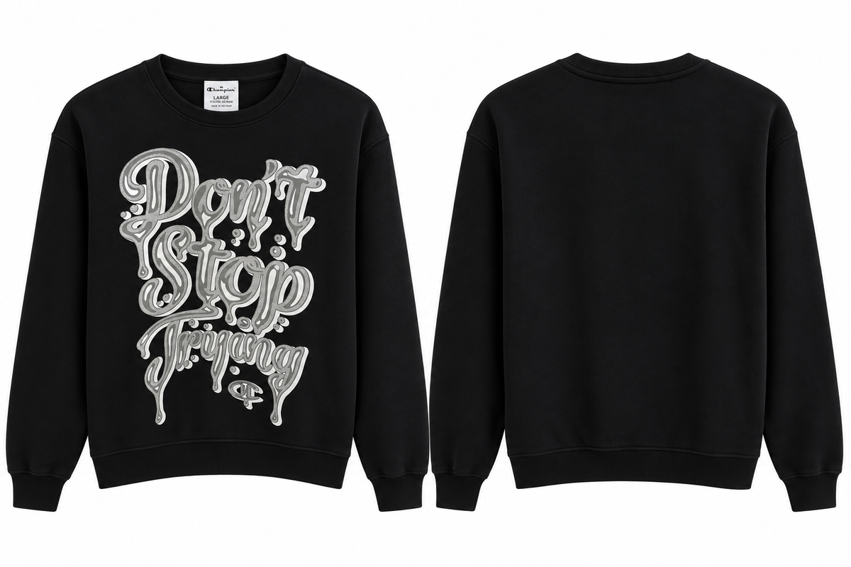 Champion Kinder Sweatshirt Don't Stop Trying Schwarz/Dunkelgrau
