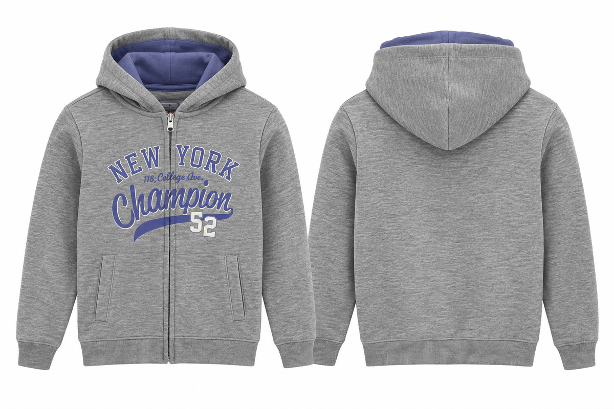 Champion Kinder Full-Zip Hoodie Grau Meliert