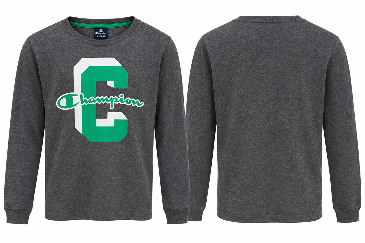 Champion Kinder Langarmshirt Dunkelgrau Meliert