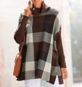 LASCANA Poncho Pullover kariert Braun
