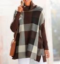 LASCANA Poncho Pullover kariert Braun