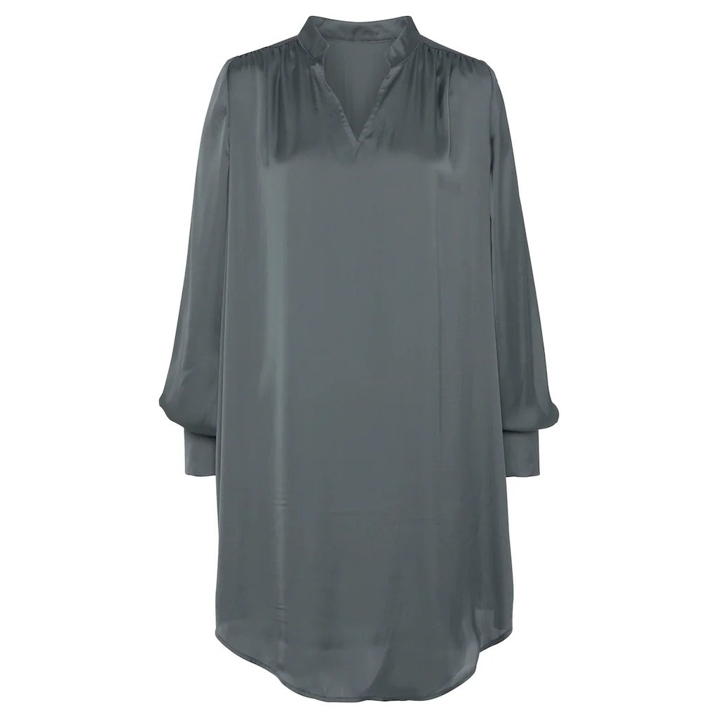 LASCANA Kleid mit Stehkragen in Grau, Vorderansicht