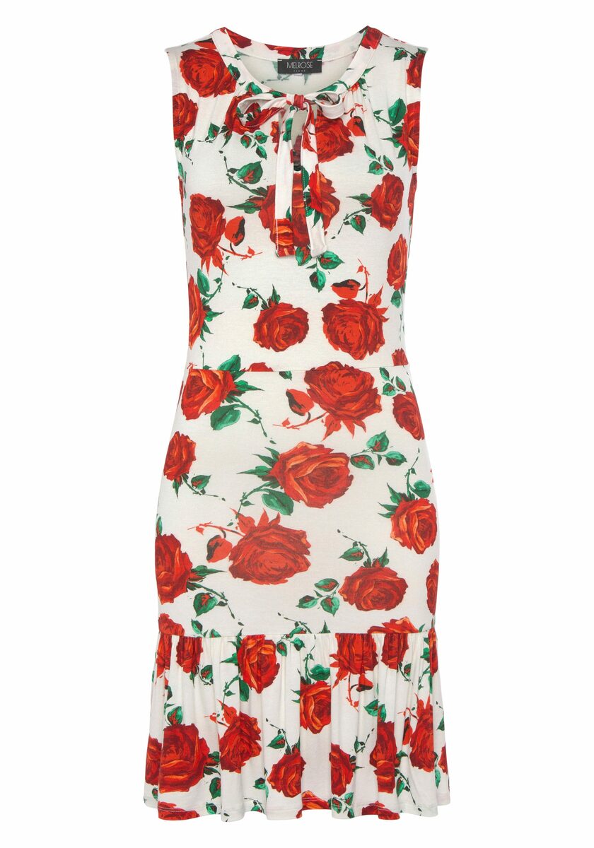 Melrose Kleid mit Rosendruck, ganze Ansicht