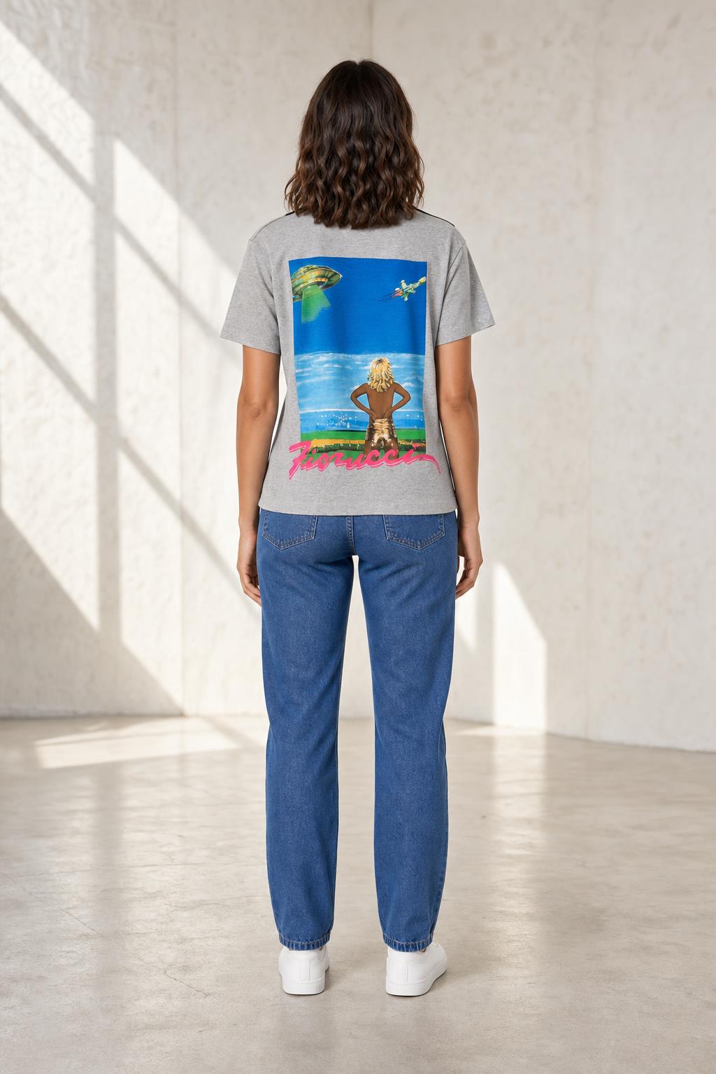 Adidas Shirt mit Streifen in Grau, Rückansicht