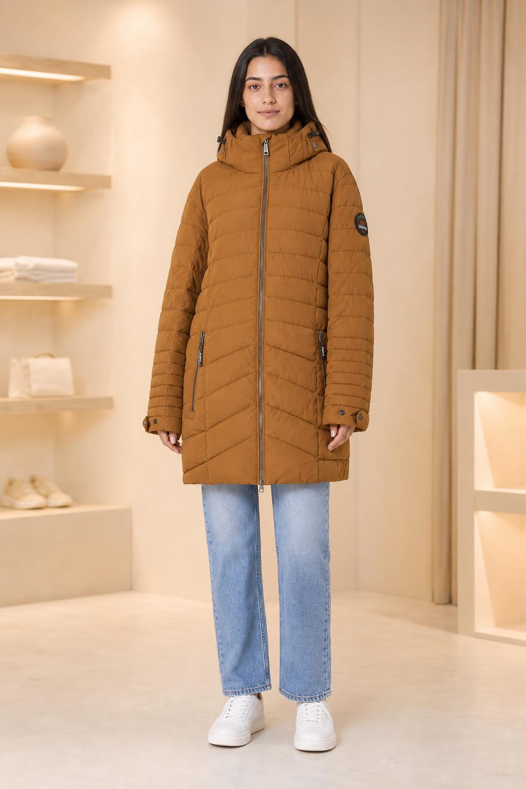 killtec Steppjacke in Braun, Detailansicht