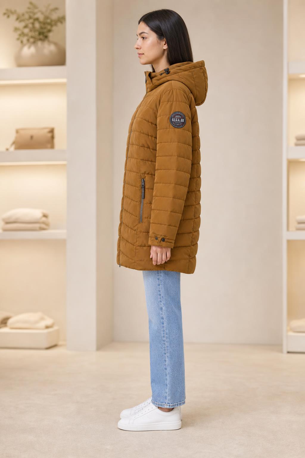 killtec Steppjacke in Braun, Seitenansicht
