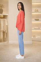LASCANA Pullover mit Lagensaum in Pink, Seitenansicht