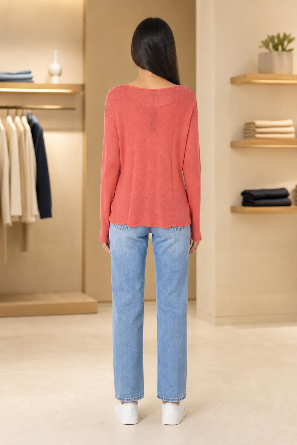 LASCANA Pullover mit Lagensaum in Pink, Rückansicht