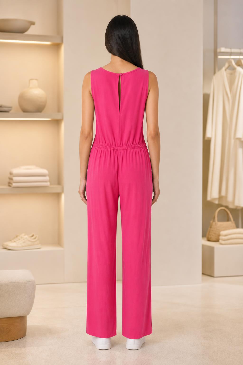 LASCANA Overall ohne Ärmel in Pink, Rückansicht
