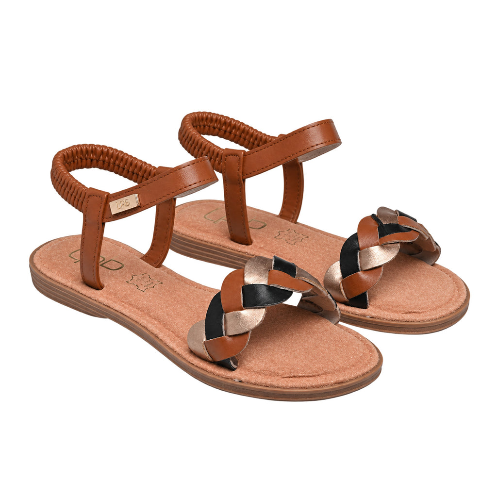 LPB Riemchensandalen mit Metallic-Details