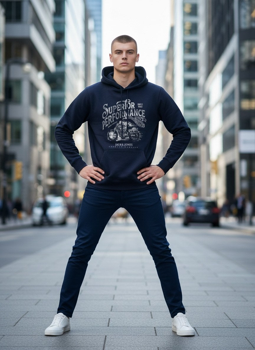 Herren Hoodie Dunkelblau von Jack & Jones, Vorderansicht