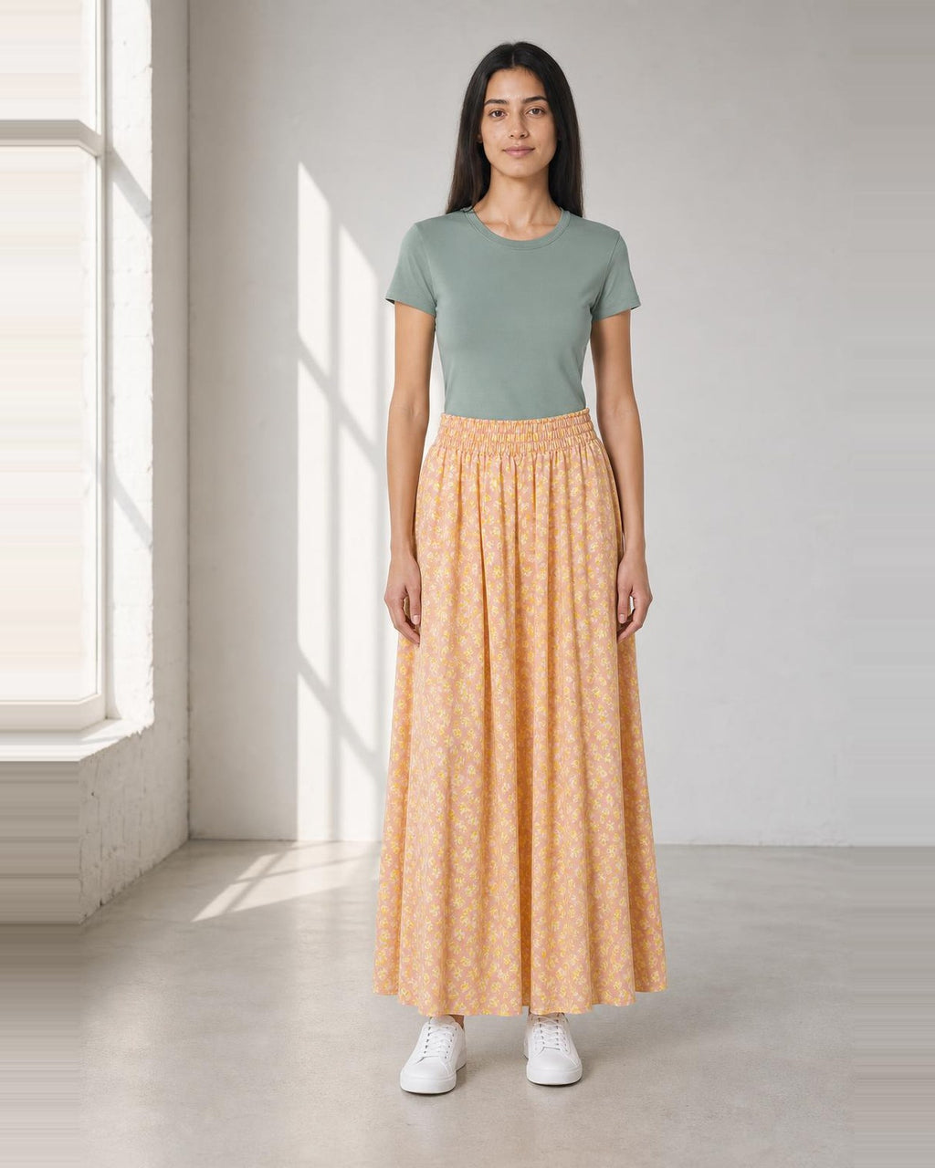 LASCANA Rockhose mit Muster in Gelb und Rosa, Detailansicht
