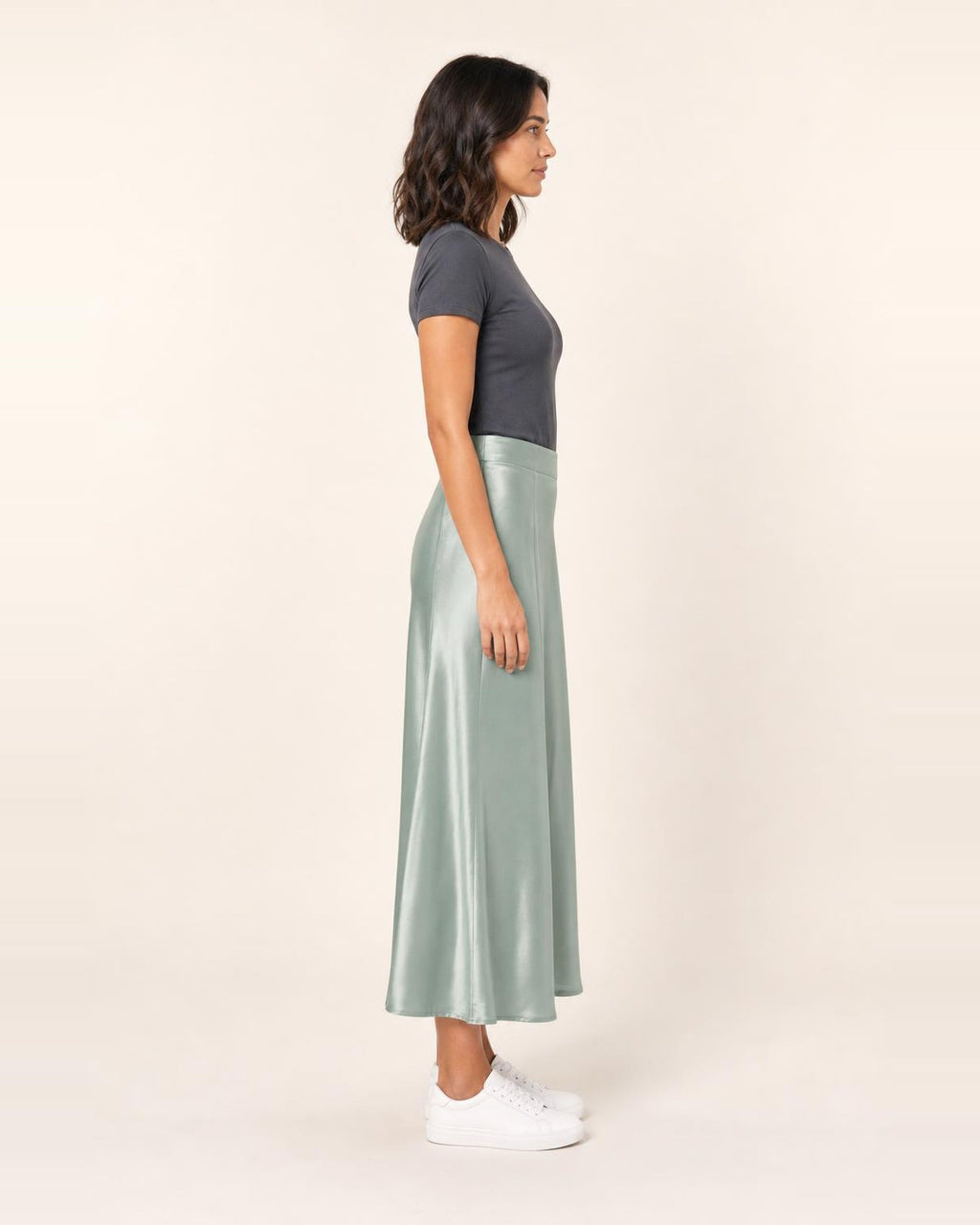 LASCANA Satin-Rock in Mint, Seitenansicht