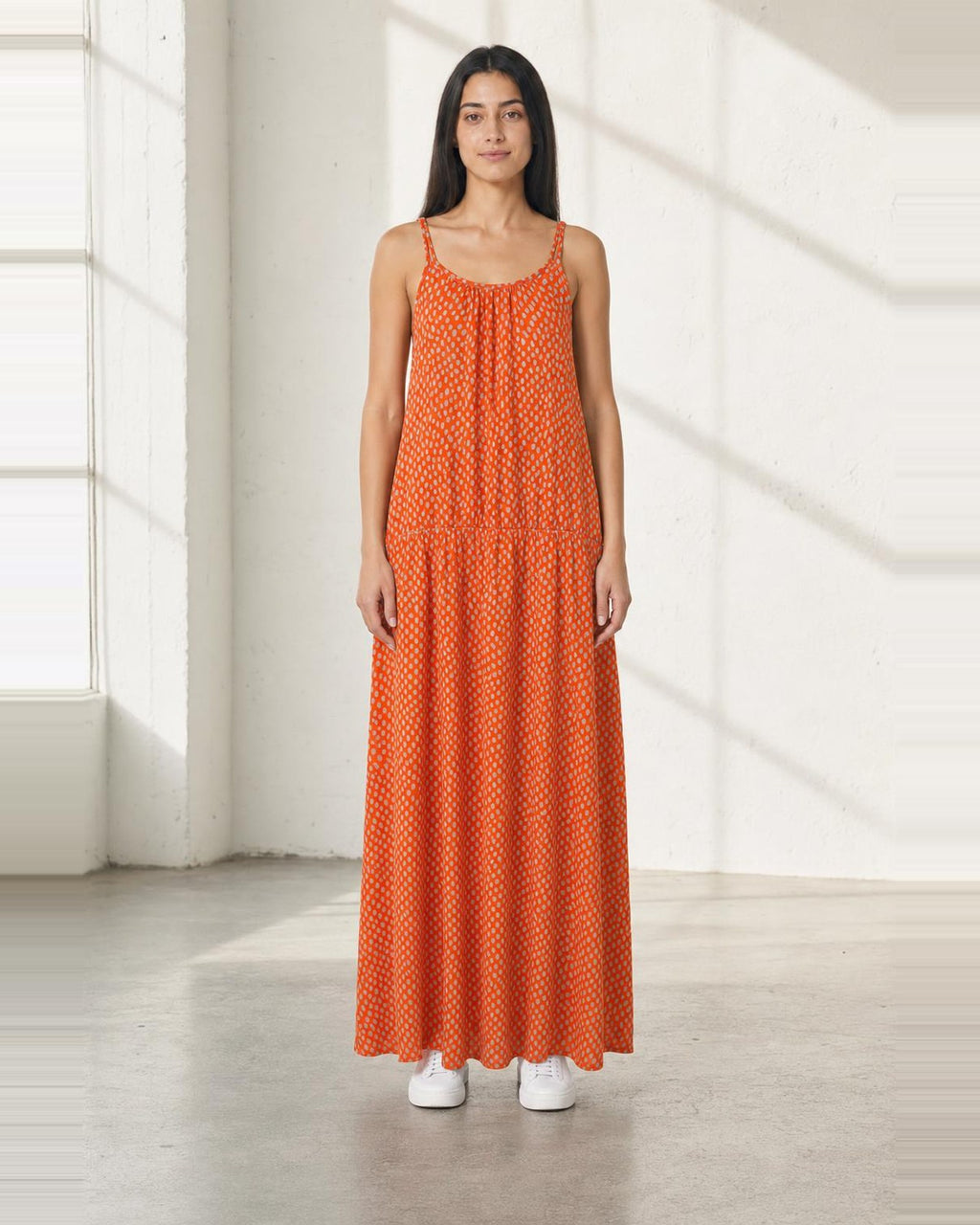 LASCANA Sommerkleid in Orange und Grau, Ganzkörperansicht