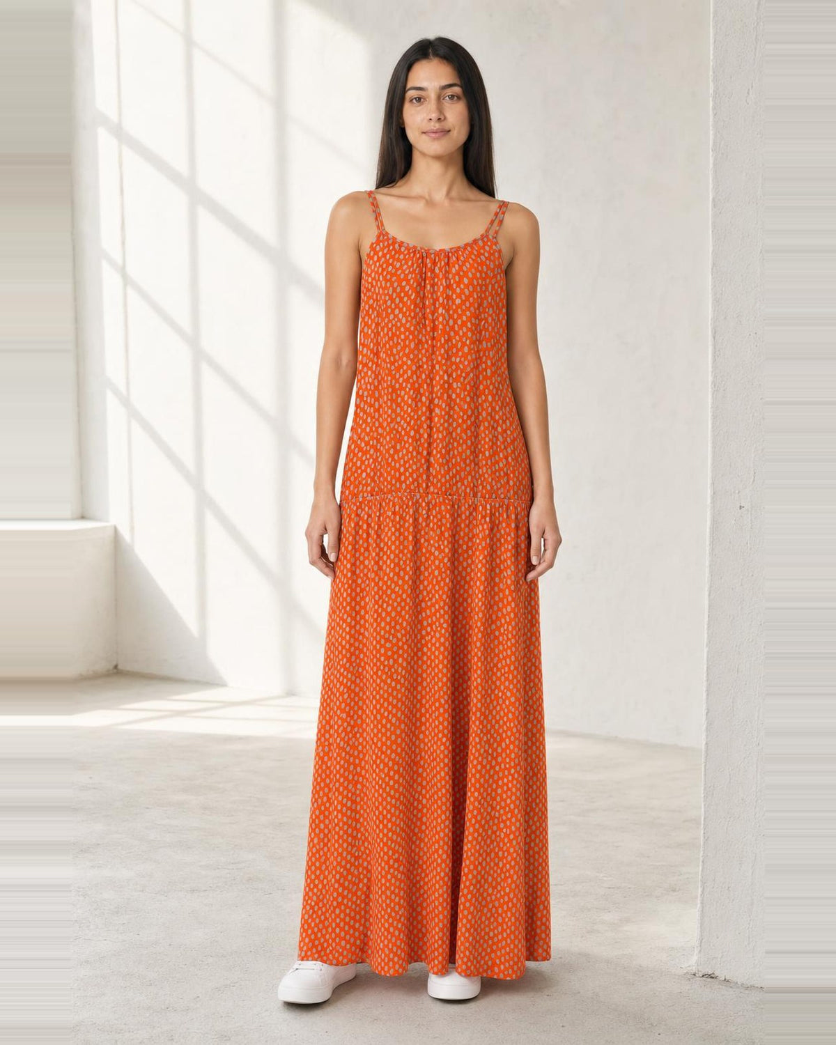 LASCANA Sommerkleid in Orange und Grau, Detailansicht