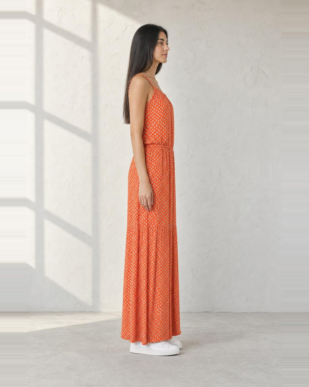 LASCANA Sommerkleid in Orange und Grau, Seitenansicht