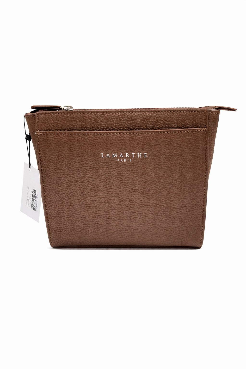 Lamarthe PARIS Handtasche Fidele in Braun, Vorderansicht mit Logoprägung