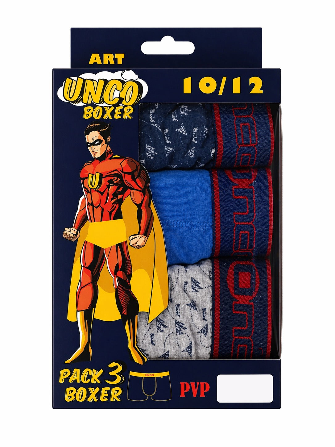 UNCO Boxershorts 3er-Pack, Größe 10/12, Verpackung