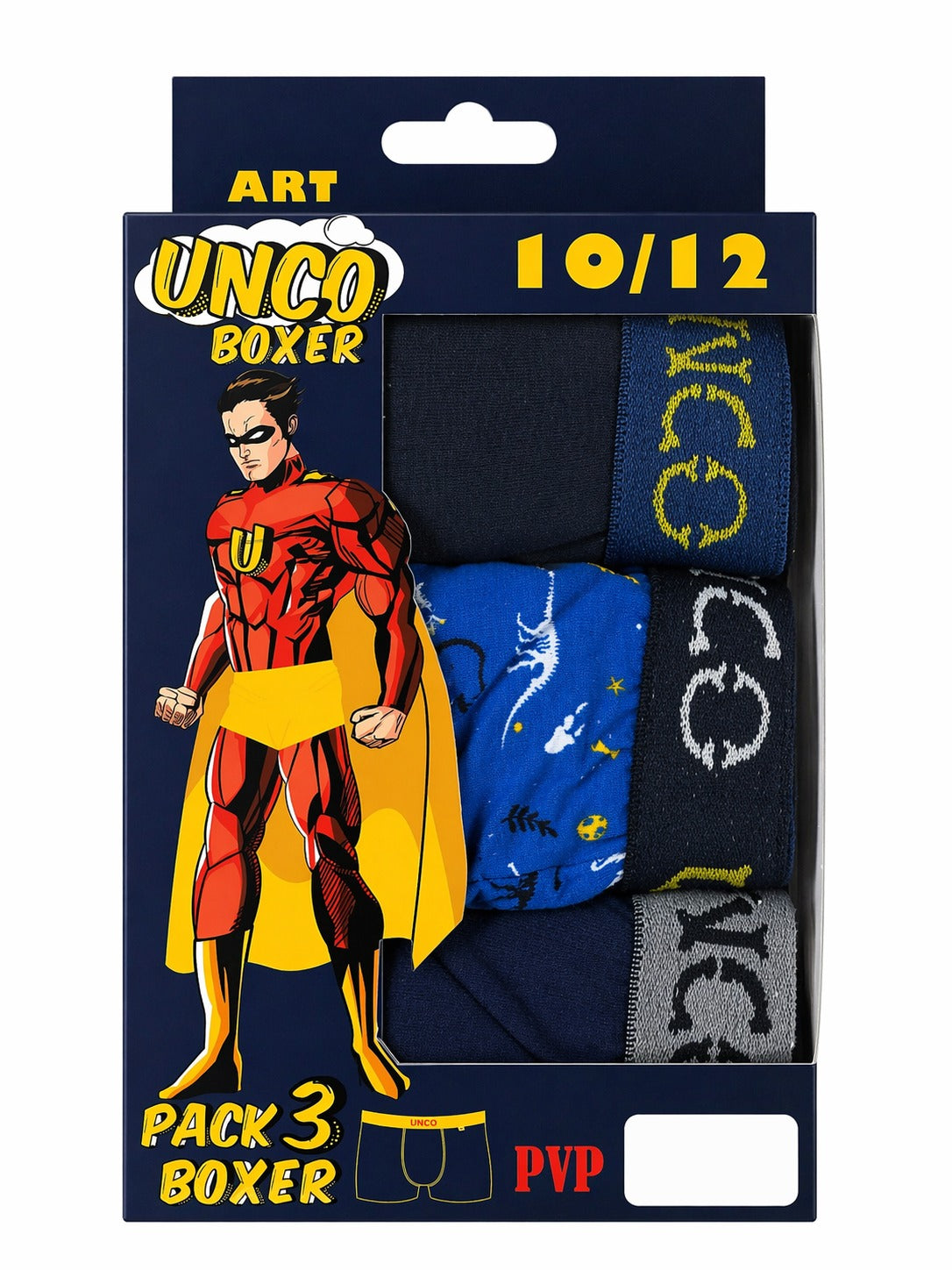 UNCO Boxershorts 3er-Pack, Größe 10/12, zweite Zusammenstellung