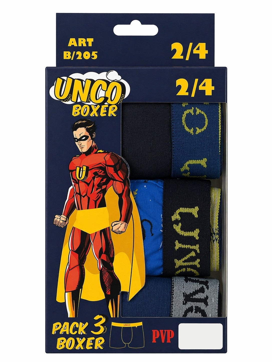 UNCO Boxershorts 3er-Pack, Größe 2/4, zweite Zusammenstellung