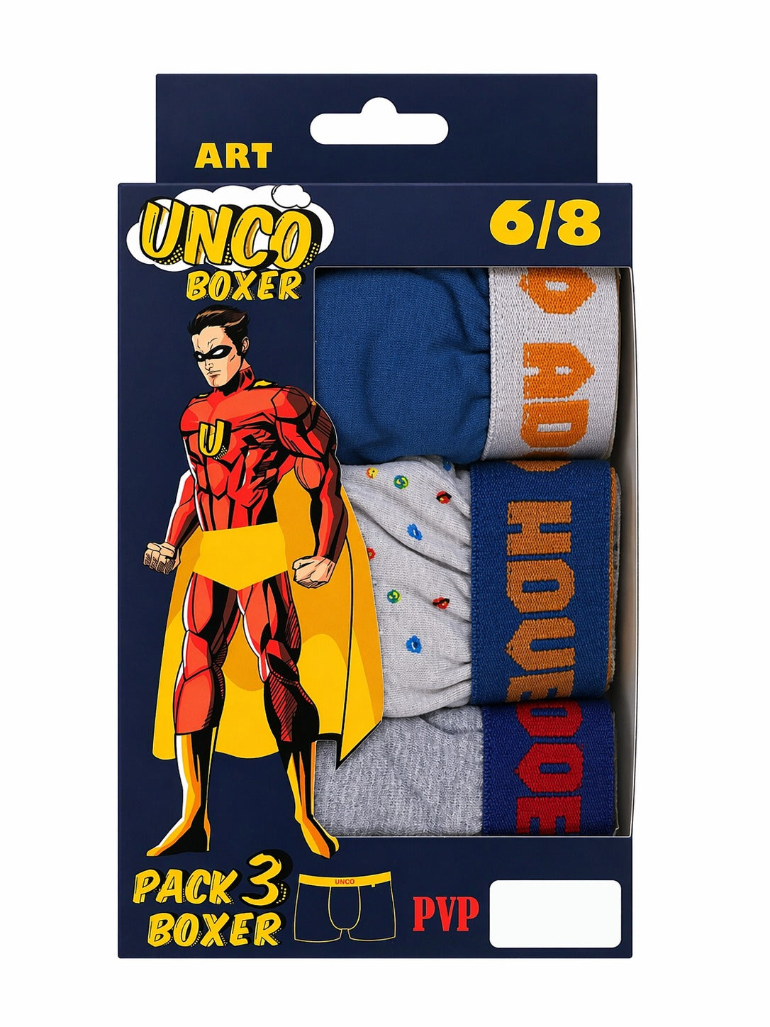 UNCO Boxershorts 3er-Pack, Größe 6/8, Verpackung