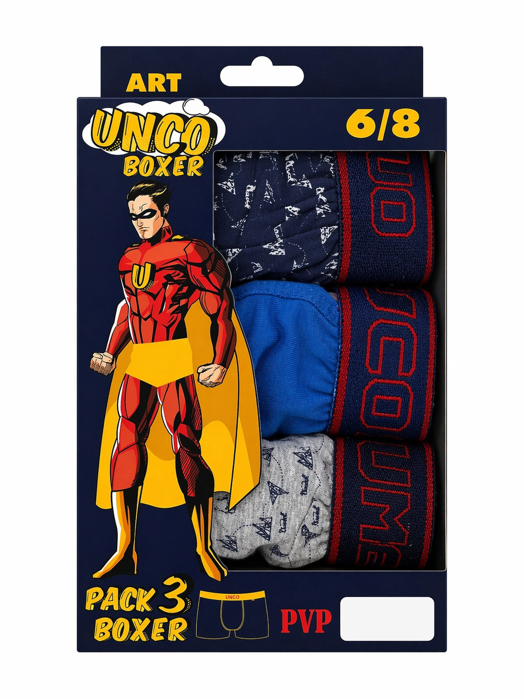 UNCO Boxershorts 3er-Pack, Größe 6/8, zweite Zusammenstellung